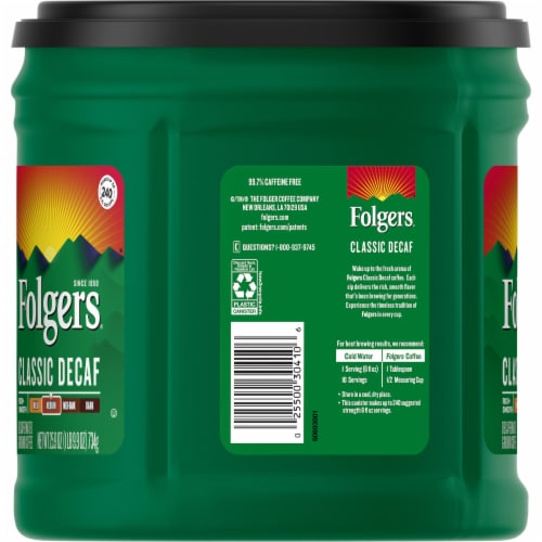 Folgers Classic Decaf Ground Coffee, Medium Roast Perspective: left