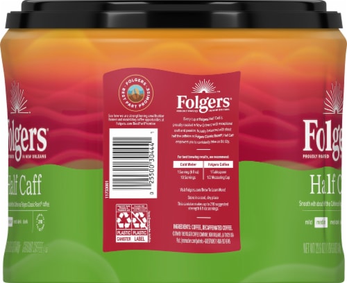 Folgers Half Caffinated Medium Ground Coffee Perspective: left
