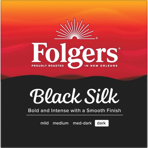 Folgers Black Silk Coffee, Dark Roast, Keurig K-Cup Pods Perspective: left