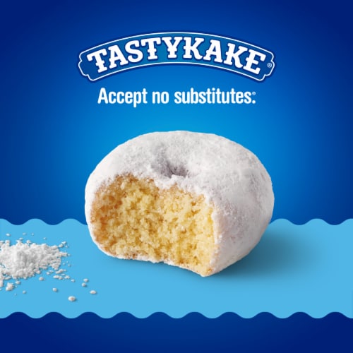 Tastykake Powdered Sugar Mini Donuts Shareable Powdered Donut Perspective: left