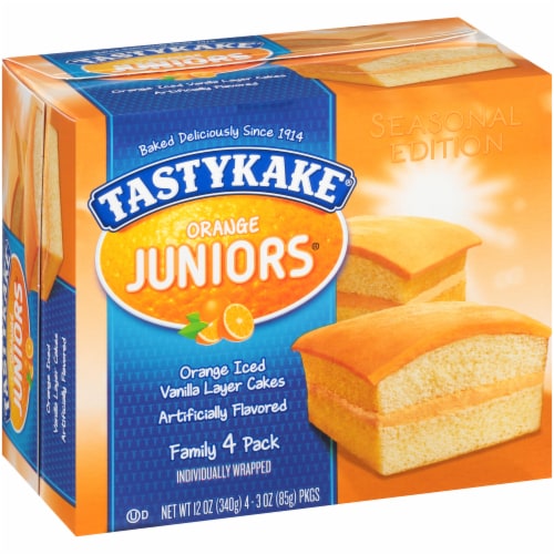 Tastykake® Orange Juniors® Iced Vanilla Layer Cakes Perspective: left