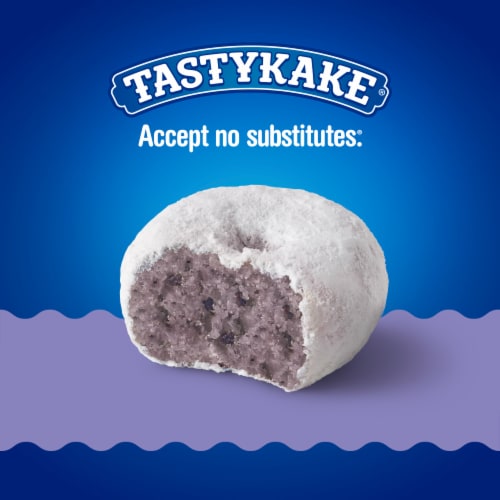 Tastykake Blueberry Mini Donuts, Shareable Blueberry Flavored Powered Donuts Perspective: left