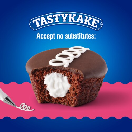 Tastykake Swirly Chocolate Cupkakes, 6 Count, 6 Individually Wrapped Creme Filled Chocolate Cupcakes Perspective: left