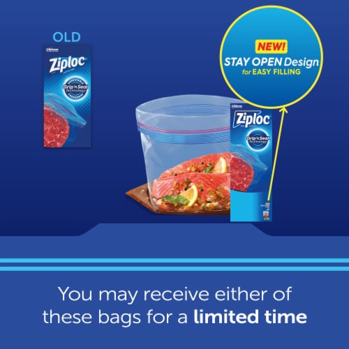 Ziploc Gallon Freezer Bags Press to Close 28 Count Perspective: left