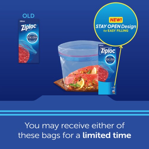 Ziploc® Brand Grip n Seal Technology™ Quart Freezer Bags Perspective: left