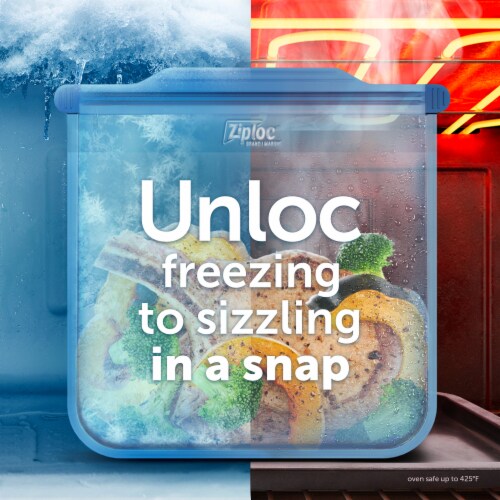 Ziploc Endurables Pouch, Large Reusable Silicone Food Storage Bag, 64 fl oz Perspective: left