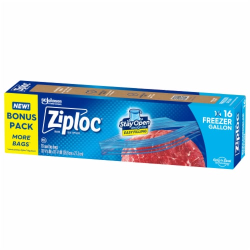 Ziploc® Stay Open Gallon Freezer Bags Perspective: left