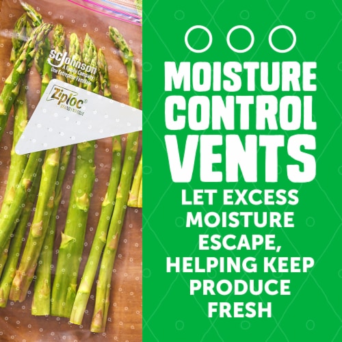 Ziploc® Brand Gallon Produce Storage Bags, Breathable Bag, Moisture Control, 15 count Perspective: left