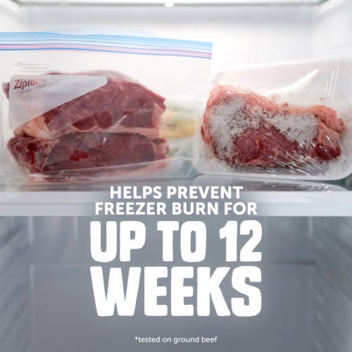 Ziploc® Brand Freezer Bags with Stay Open Design, Half Gallon, 30, Patented Stand-up Bottom Perspective: left
