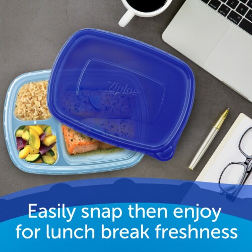 Ziploc® Divided Rectangle BPA-Free Plastic Snap Seal Food Storage Container - 2 pack Perspective: left