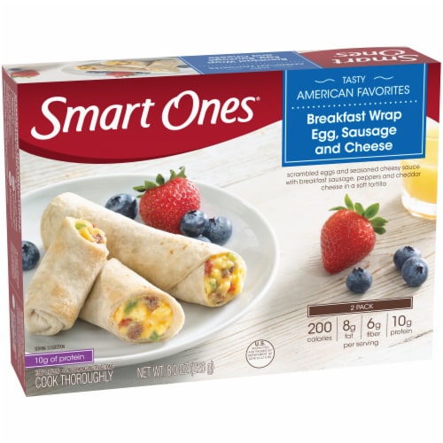 Smart Ones Egg Sausage & Cheese Breakfast Wrap with Chessy Sauce & Peppers Frozen Meal Perspective: left
