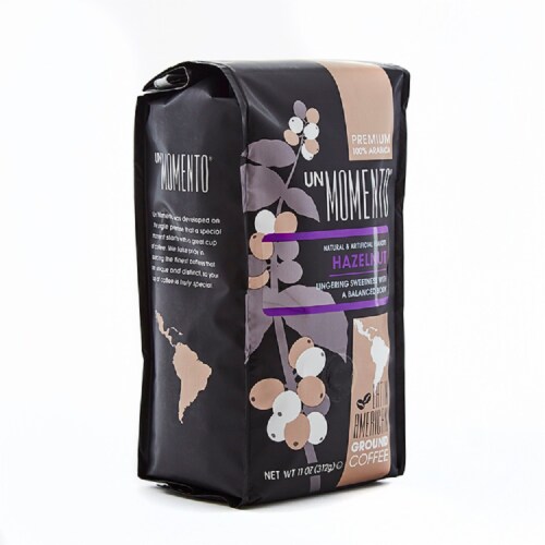 Un Momento Hazelnut Latin American Ground Coffee Perspective: left
