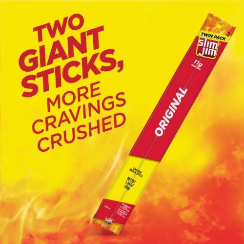 Slim Jim Smoked Meat Sticks Original Flavor Perspective: left