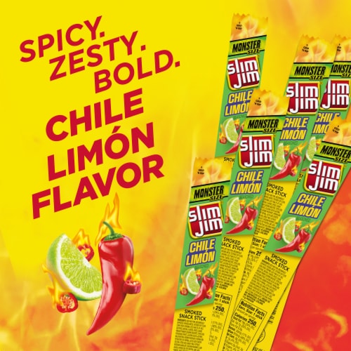 Slim Jim Monster Smoked Snack Stick Chile Limón Perspective: left