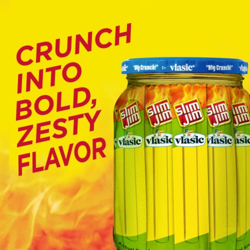 Slim Jim Vlasic Dill Pickle Snack Size Meat Sticks Perspective: left