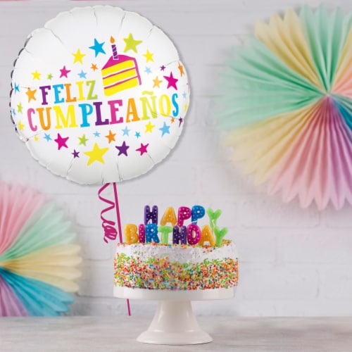 FELIZ CUMPLEAÑOS Helium Filled Balloon Perspective: left