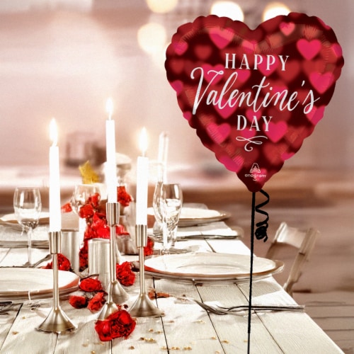 Romantic Glow Happy Valentine's Day Helium Filled Balloon - Red Perspective: left