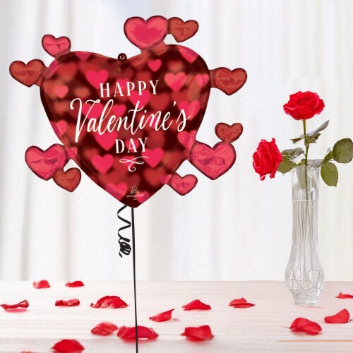 Romantic Glow Happy Valentine's Day Oversized Helium Filled Balloon - Big Heart Perspective: left
