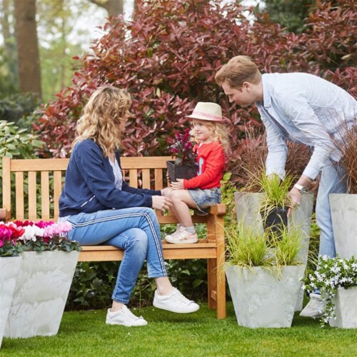 Novelty Artstone 11.5 x 12 in. Dia. Mint Resin & Stone Powder Ella Flower Pot Perspective: left