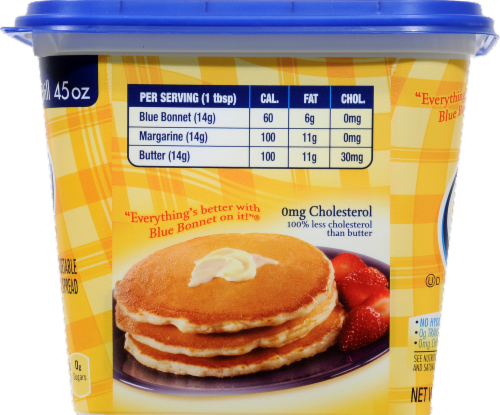 Blue Bonnet Vegetable Oil Spread Tub Perspective: left