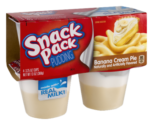 Snack Pack Dessert Favorites Banana Cream Pie Pudding Perspective: left