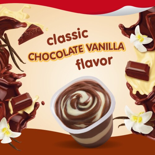 Snack Pack Chocolate Vanilla Flavored Pudding Cups Perspective: left