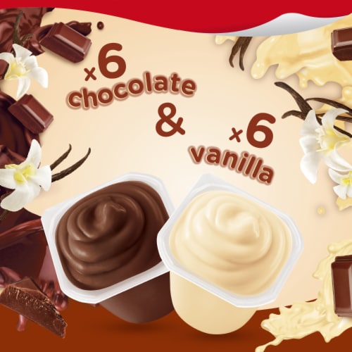 Snack Pack Chocolate And Vanilla Flavored Pudding Cups Family Pack Perspective: left
