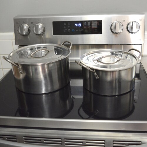 8 Piece Stainless Steel Stock Pot Set Perspective: left