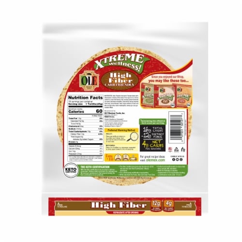 Olé Xtreme High Fiber Soft Taco Keto Certified Tortillas Perspective: left