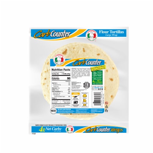 La Banderita Carb Counter Keto Certified Large Flour Tortillas Perspective: left