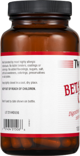 Twinlab Betaine HCL Caps Digestive Aid with Pepsin Capsules Perspective: left