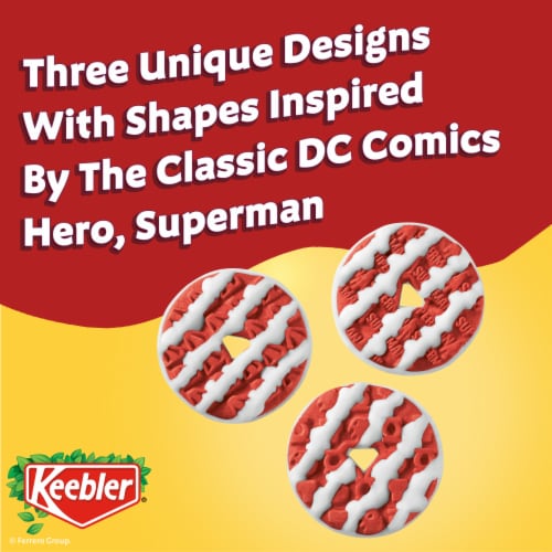 Keebler Superman Fudge Stripes Cookies, Strong Berry Flavor, Sweet Treat Pack Perspective: left