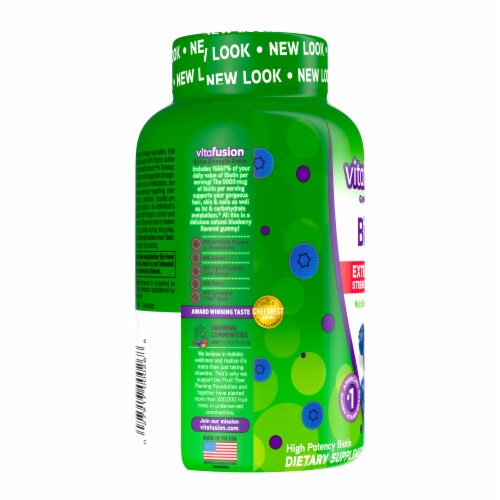Vitafusion™ Extra Strength Blueberry Biotin Gummies 5000mcg Perspective: left