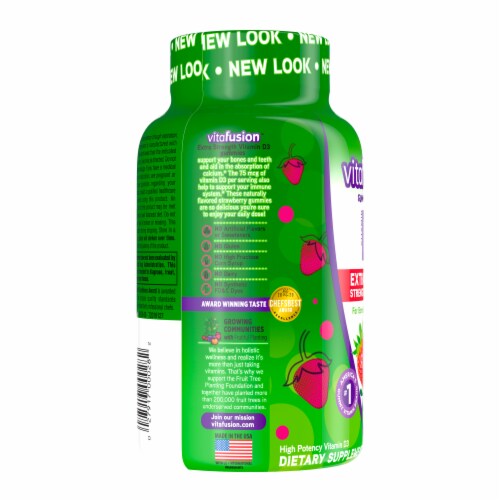 Vitafusion™ Extra Strength Vitamin D3 Strawberry Flavored Gummies 75mcg Perspective: left
