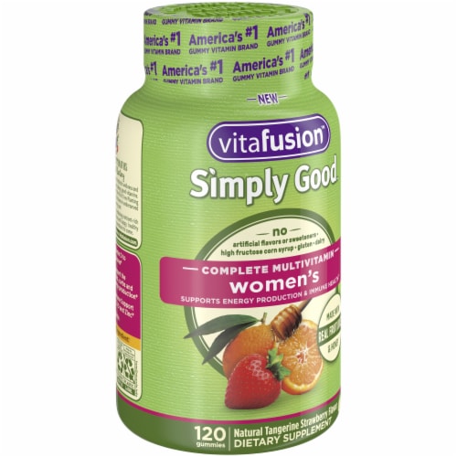 Vitafusion Simply Good Natural Tangerine Strawberry Flavor Gummie Mulltivitamins Perspective: left