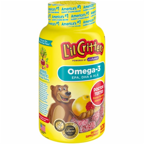 L'il Critters Omega-3 Assorted Fruit Gummies Perspective: left