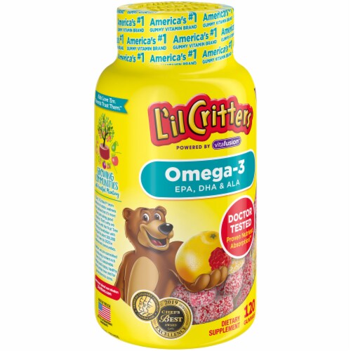 L'il Critters Omega-3 Assorted Fruit Gummies Perspective: left