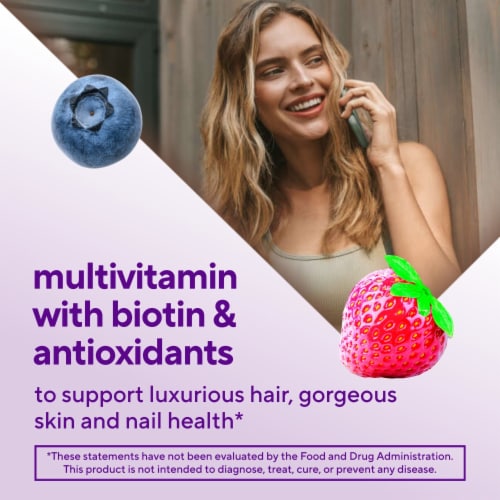 Vitafusion™ Gorgeous Hair Skin & Nails Natural Raspberry Flavor Multivitamin Gummies 100 Count Perspective: left