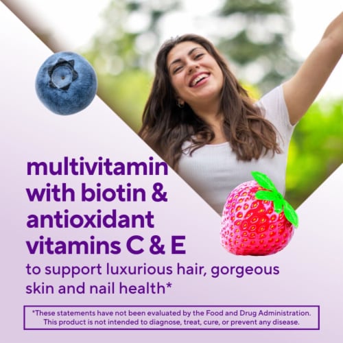Vitafusion™ Gorgeous Hair Skin & Nails Raspberry Gummies Perspective: left