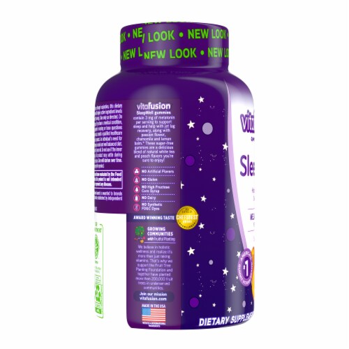Vitafusion Sleep Well Sugar Free White Tea with Passion Fruit Gummies Perspective: left