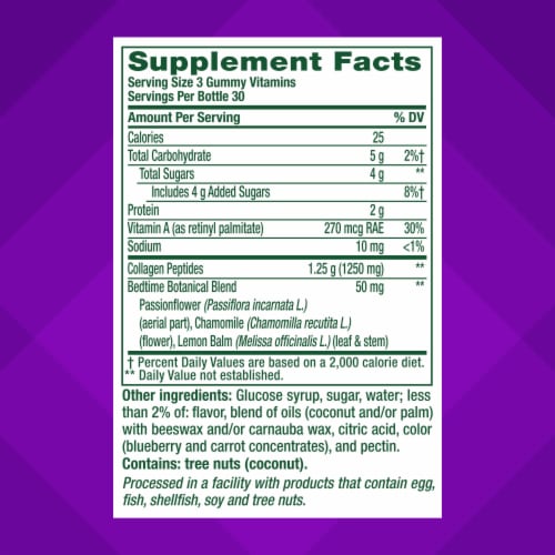 Vitafusion Nighttime Skin Support Blackberry Lavender Flavored Vitamin Gummies Perspective: left