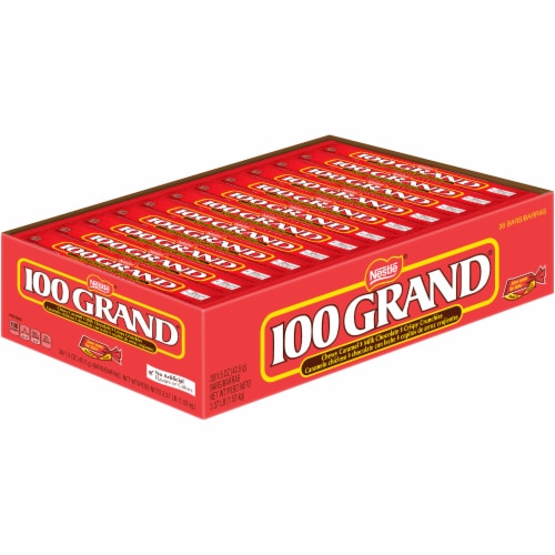 100 Grand Milk Chocolate Candy Bars Perspective: left