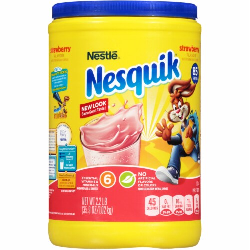 Nestle Nesquik Strawberry Powder Drink Mix Perspective: left