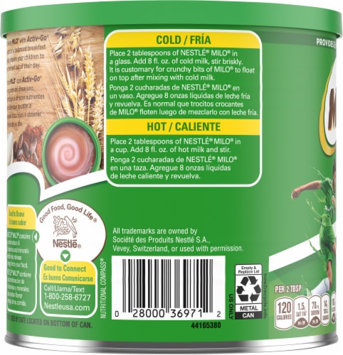 Nestle® MILO® Activ-Go Chocolate Malt Powder Drink Mix Perspective: left
