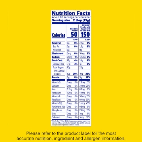 Nesquik Chocolate Milk Powder Mix Perspective: left
