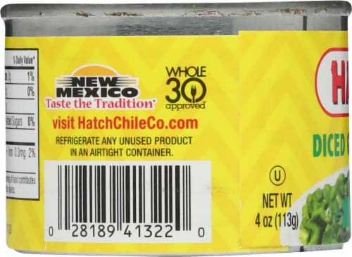 Hatch® Mild Diced Green Chiles Perspective: left