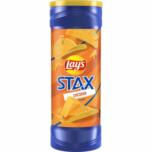 Lay's Stax Cheddar Flavored Potato Chips Perspective: left