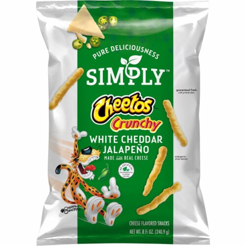 Cheetos Simply Crunchy White Cheddar Jalapeno Flavored Cheese Snacks Perspective: left
