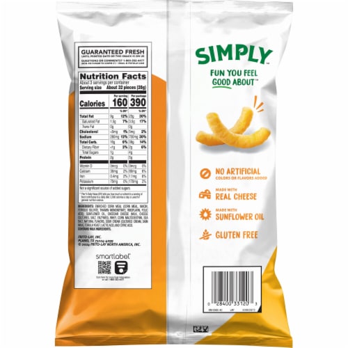 Cheetos Simply Puffs Cheese Flavored Snacks White Cheddar Flavored 2 1/2 Oz Perspective: left
