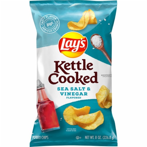 Lay's® Kettle Cooked Sea Salt and Vinegar Kettle Potato Chips Perspective: left